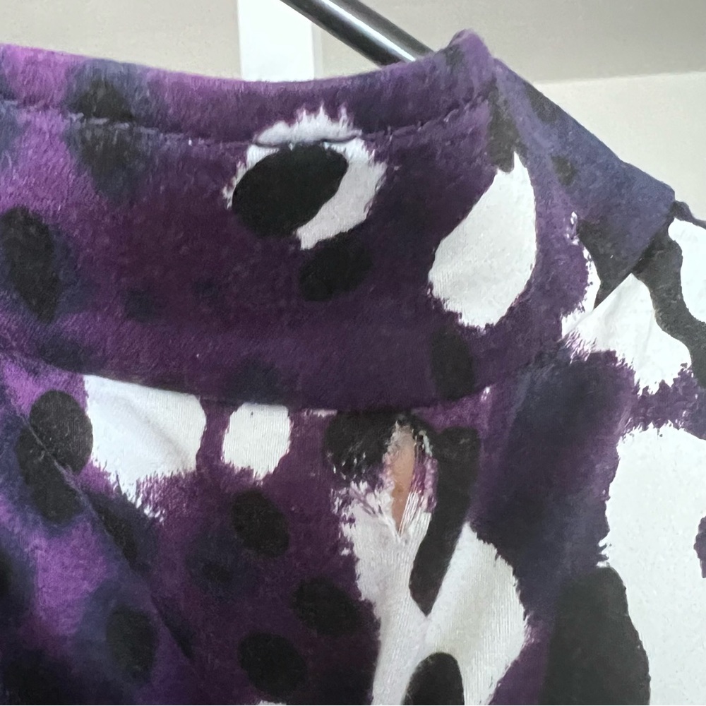 St. John Leopard Print Jacket SZ 16 Purple/White Classic Casual Cotton Button Up - Picture 8 of 15